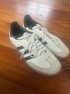 adidas Women’s Samba Cream Sneakers with Black Stripes